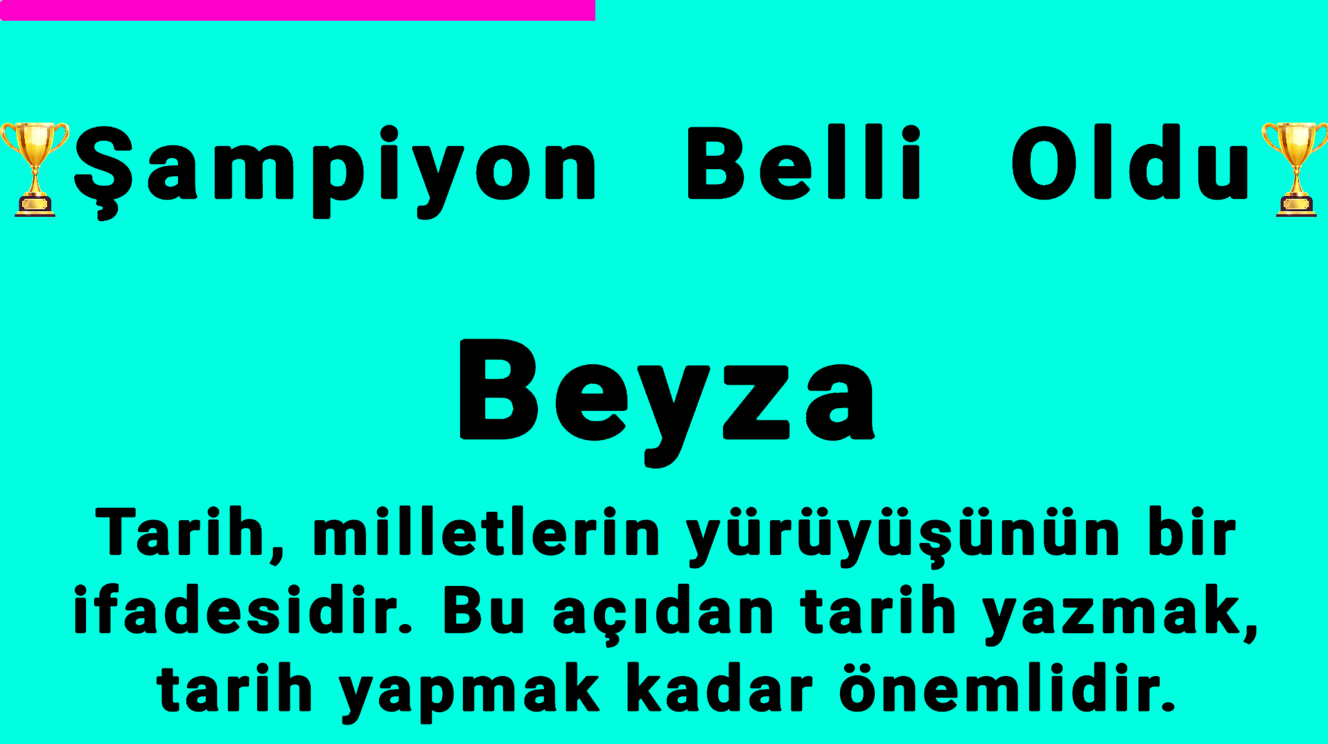 Kazanan Kişiyi Gösteren Ekran